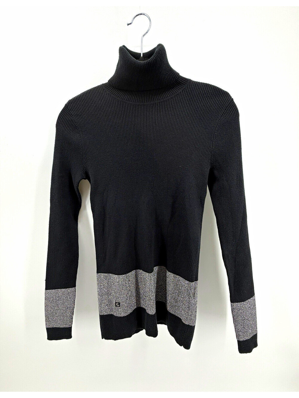 Lauren Ralph Lauren Women’s Black Shimmer Turtleneck Sweater Small P